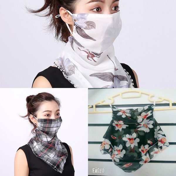 

3jnii half scarf 38 mask face styles silk chiffon handkerchief outdoor windproof 2020.women face dust-proof sunshade masks scarfshipping, Black