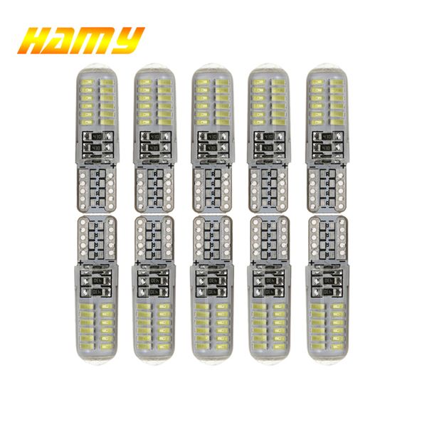

10x автомобиль led t10 w5w сигнальная лампа внутреннее освещение 12v авто чтение багажник номерной знак клин боковой стояночный фонарь 24smd