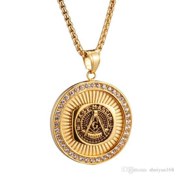 

золотые цепочки ожерелье кулон для mens hip hop мужчины из нержавеющей стали круглый монет шарм постулаты ожерелье ювелирных изделий рождест, Silver