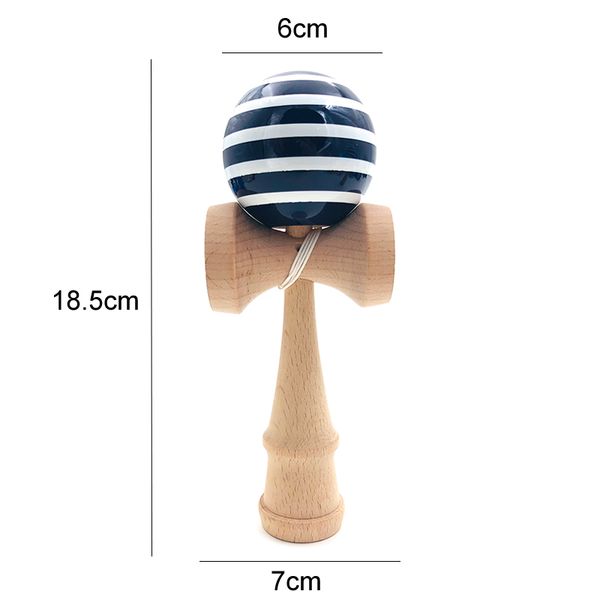 

18cm professional kendama navy stripes wooden toys pu paint skillful juggling stress ball antistress outdoor sports for children