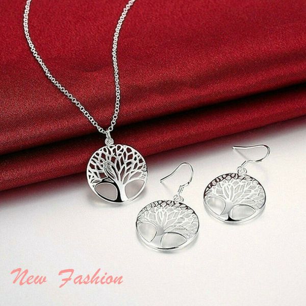 

элегантная мода женские дерево жизни ожерелье серьги шарм set, Silver