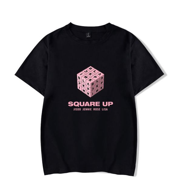 

blackpink woman group combine new album square up round neck short sleeve t pity, Black