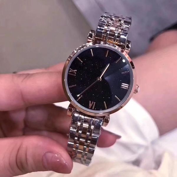 

2020 brand new fashion style women watch starry face lady stainlesssteel luxury wristwatch quartz leisure clock leisure ta, Slivery;brown