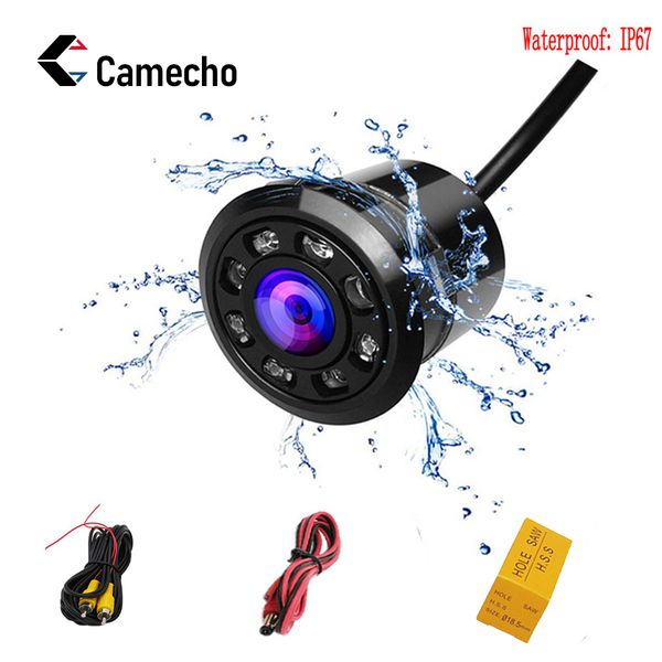 

camecho waterproof car rear view camera 8 round night vision reversing auto car parking monitor ccd wide angel degree hd video