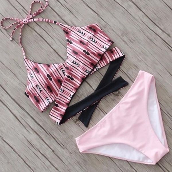 

new brand bikini bandage bikinis set push up swimwear women swimsuit floral bathing suit women biquin elastic, White;black