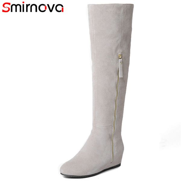 

smirnova 2018 new arrival fashion thigh high boots high increasing winter women snow boots black gray over the knee