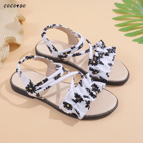 

with skirt sandals female gentle fairy wind ins tide comfortable 2020 new summer student wild fashion printed sandals, Black