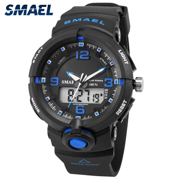 

2020 smael 2019 luxury brand watch men military watches sport quartz wristwatches male big watch led 8017 men watches water resistant, Slivery;brown