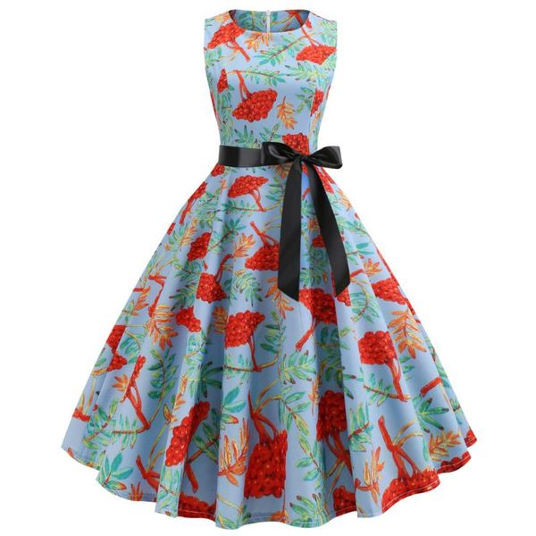 

robe femme ete 2019 floral print summer dresses women 50s 60s vintage pinup swing elegant party rockabilly dress casual vestido, Black;gray