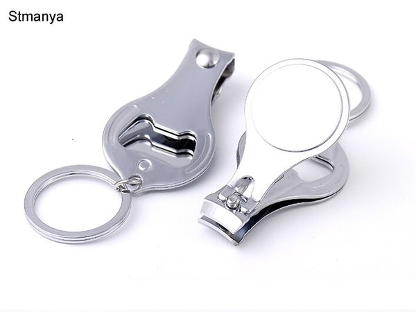 

pcs/lot ultra slim small foldable stainless steel nail clippers key chain cutter trimmer metal keychain opener key ring, Slivery;golden
