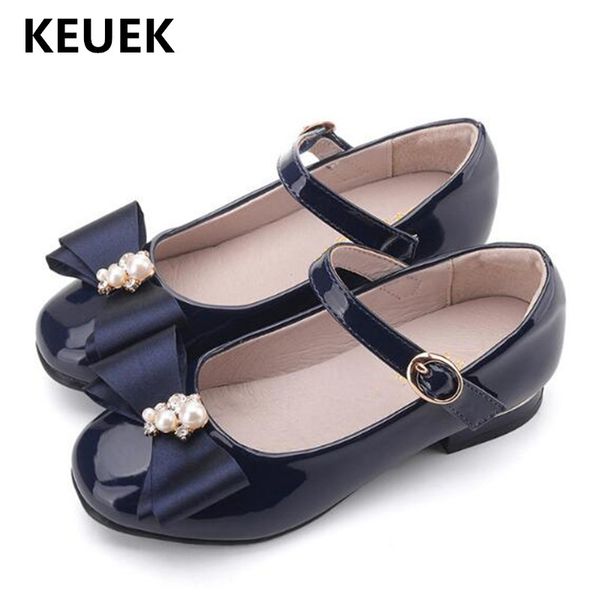 

new fashion leather shoes girls princess high-heeled party performance kids dance shoes student baby boat moccasins children 04, Black;grey