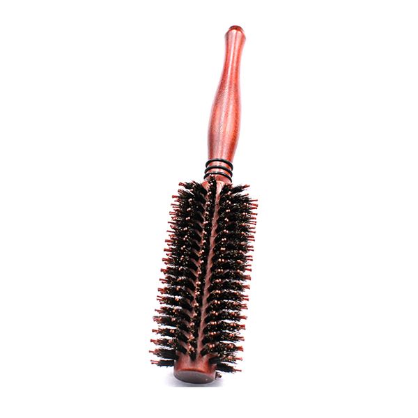 

1 piece salon comb natural boar bristle round hair brush massage comb round wood handle salon hairdressing hairbrush twill m siz, Silver