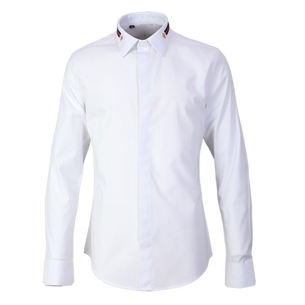 

men's casual shirts arrival fashion cotton two color collar hand-painted bee long sleeve shirt men plus size mlxl2xl3xl4xl, White;black