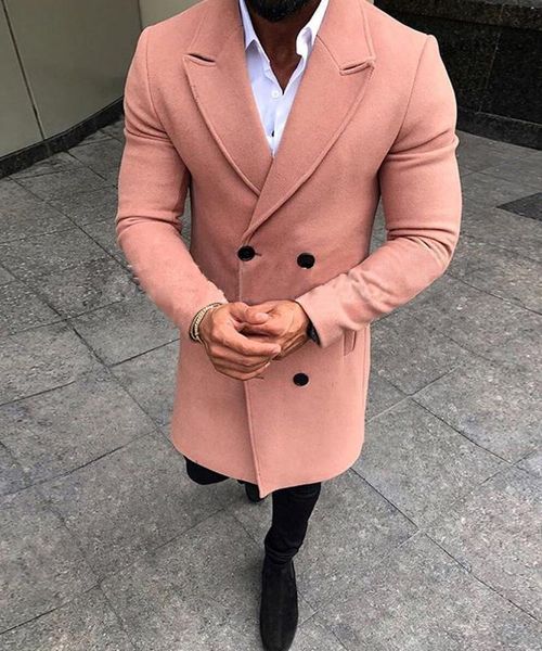 

2020 new spring fashion men's long sleeve elegant trench turn-down collar coat double breasted long outwear overcoat peacoat, Tan;black
