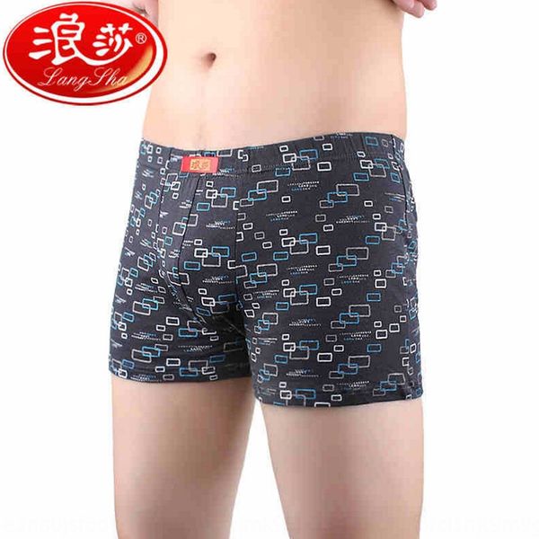 

langsha underwear men's pure underwear and shorts cotton printed middle waist boxer pants supermarket shorts es1035, Black;white