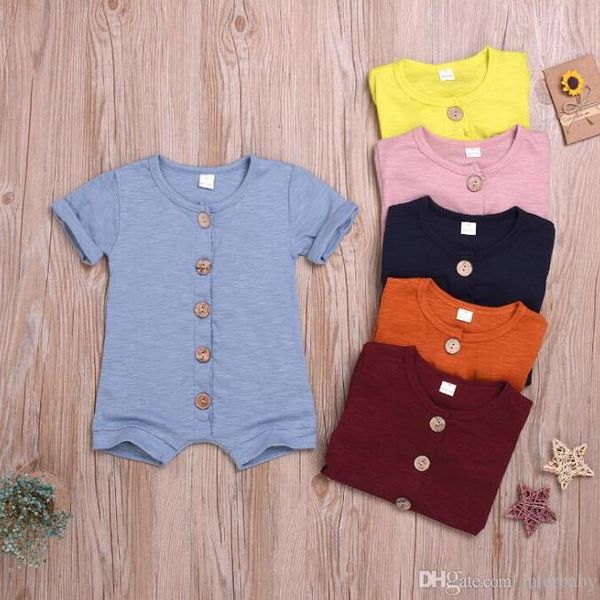 

toddle summerbaby rompers candy color jumpsuit newborn solid button bodysuit boys climb clothes infant baby designer clothes 3-24m ayp6398, Blue