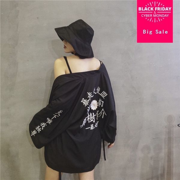 

harajuku fashion women blouses summer vintage kimono kawaii cardigan thin sun protection shirts cover up sunscreen blouse wj2110, Tan;black