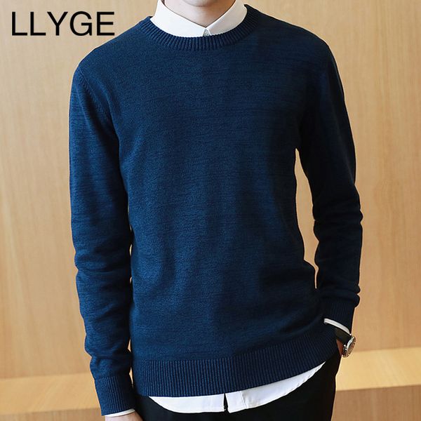 

llyge 2018 autumn winter mens solid cotton sweater o-neck basic style slim fit knitted pullover men casual plus size sweater top, White;black