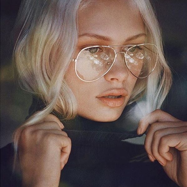 

classic clear glasses gold frame vintage sunglass women men optical aviation eyeglasses transparent clear, Black