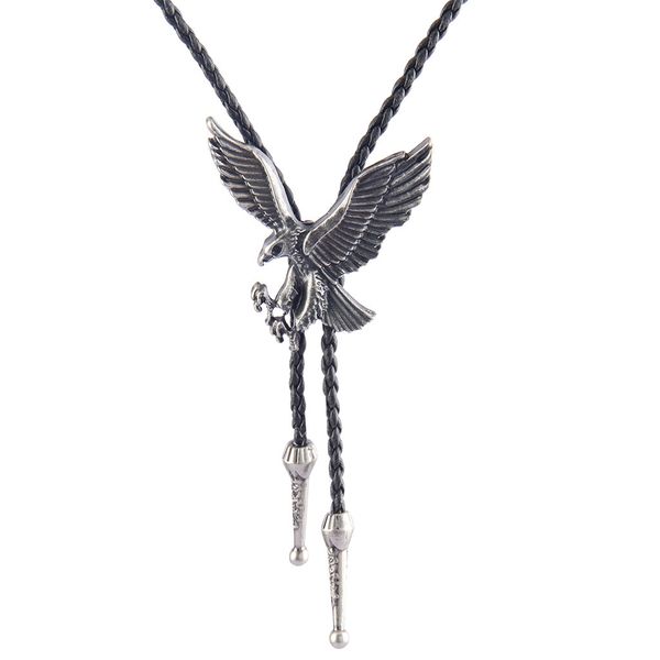 

Silver Mens Polo Necklace Jewelry Knitted Leather Necklace Hawk Hanging Alloy Animal