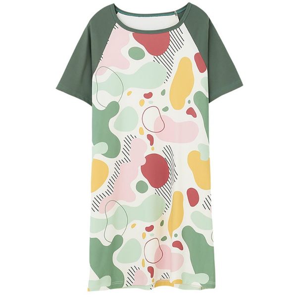 

2020 new summer dresses women's cotton short-sleeved korean home clothes casual thin section nightdress, Black;red