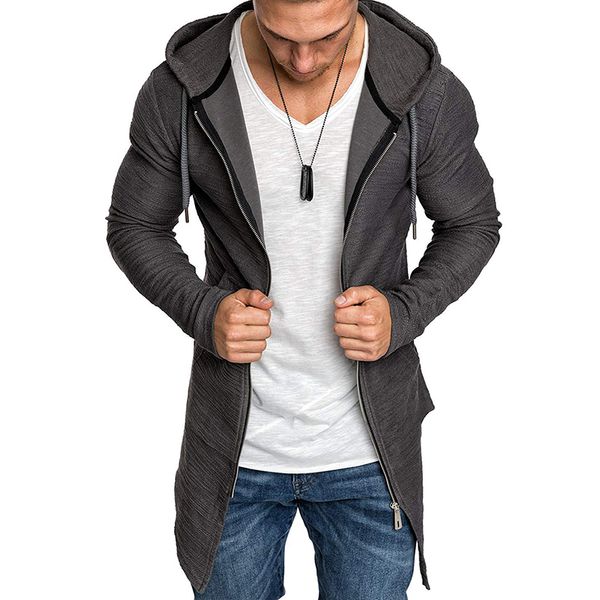

men hooded hip hop hoodies sweatshirts spring autumn new fashion full sleeve zipper thin coat outerwear with pockets plus size, Black
