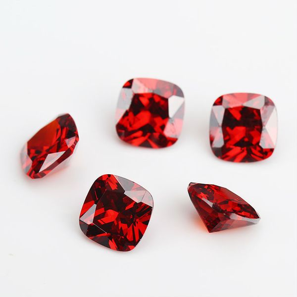 

size 5x5~10x10mm 5a grade garnet color cushion shape cubic zircon oxide artificial gems for sale, Black
