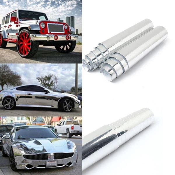 

silver car waterproof uv protect mirror vinyl wrap film decal sticker 152*20 cmskin