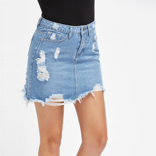 

hole pencil mini skirt women clothing 2020 summer plus size denim skirt high waist casual cotton korean short youth, Black
