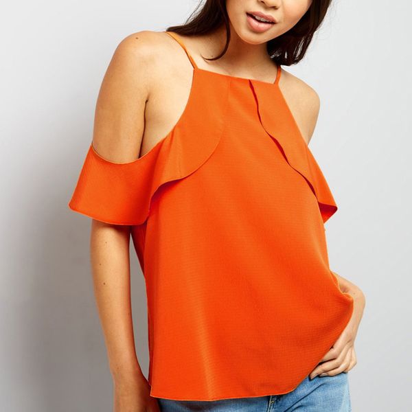 

new causal off shoulder ruffles shirts women's oversized solid chiffon blouses female short sleeve solid blusas and 5xl 6xl, White