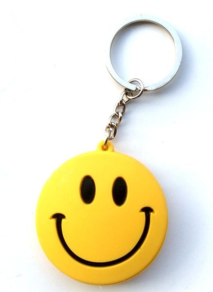 

20pcs/lot france yellow smile world face pvc plastic keychains keychain for women wholesale, Silver