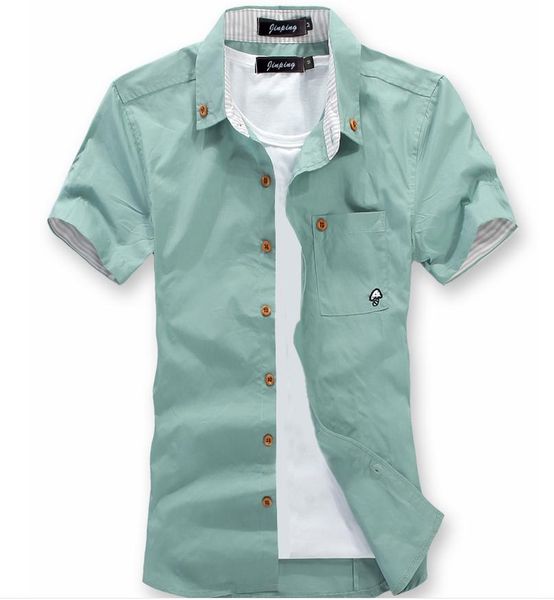 

2016 summer new men's small mushrooms 4 color half sleeve shirt male cotton short sleeved shirt ing, White;black