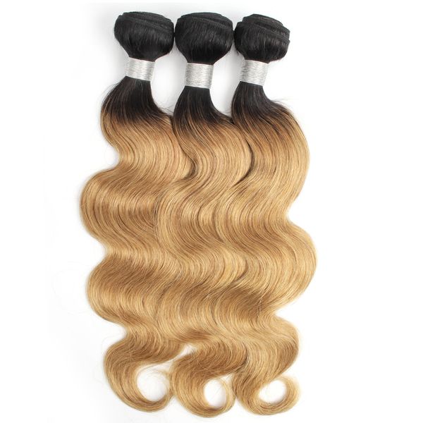 

цветные бразильский волос 3 связка body wave t 1b 27 блондинка ombre волос короткого боба стиль перуанской индийский камбоджийский virgin пе, Black