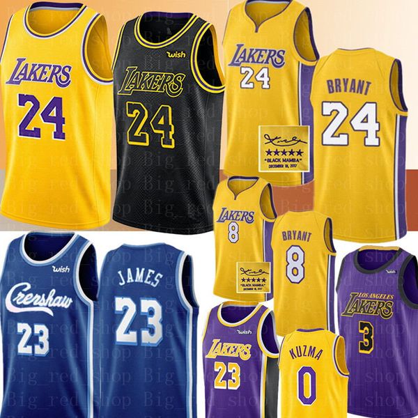 

mens bryant jersey los angeles lakers jersey ncaa lebron 23 james anthony 3 davis kyle 0 kuzma basketball jerseys, Black