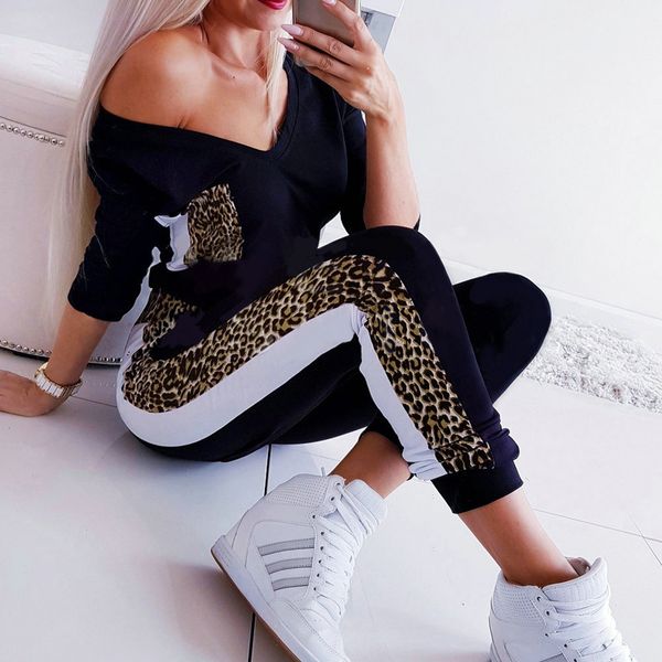 

long sleeve leopard print v neck playsuit with pocket 2019 summer women fashion sleeveless club streetwear bodycon body, Black;white
