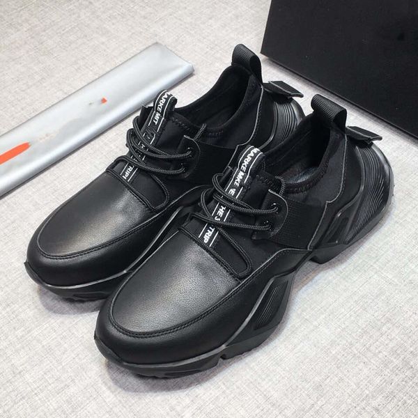 

luxury designer sneaker platform trainers suede calfskin shoes mens womens leisure shoes genuine leather fashion color with box t01, Black