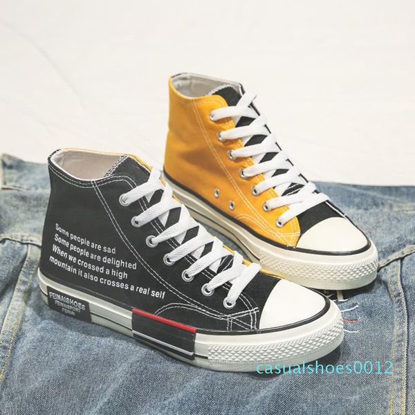 

student board new ins harajuku high-canvas shoes for men and women korean fashion joker color matching mandarin duck c12, Black
