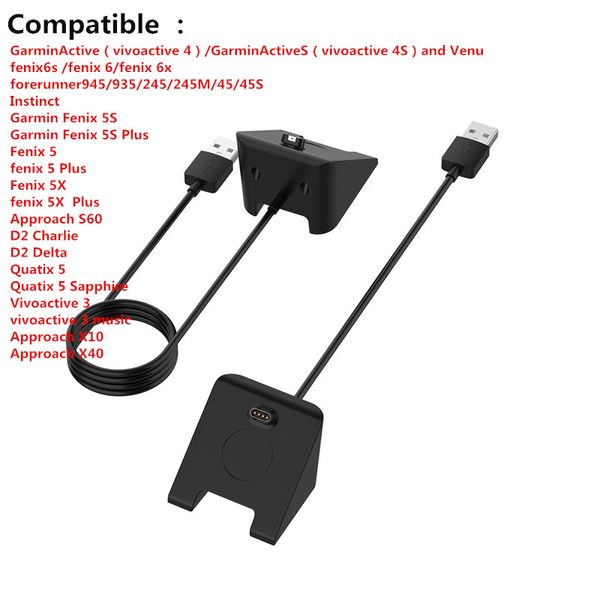 1m USB Carregador Rápido Cabo Fio Carregador Para Garmin Fenix ​​6 6S 6X Pro Fenix ​​5 5S 5X 945 935 VivoActive 3 inteligente Pulseira Acessó