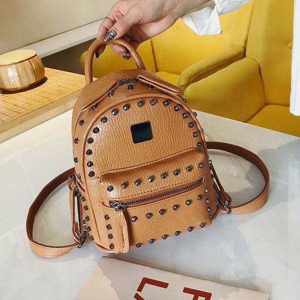 

2020 ladies fashion backpack large capacity small fragrance wind korean waterproof backpack cute fashion rivet wild