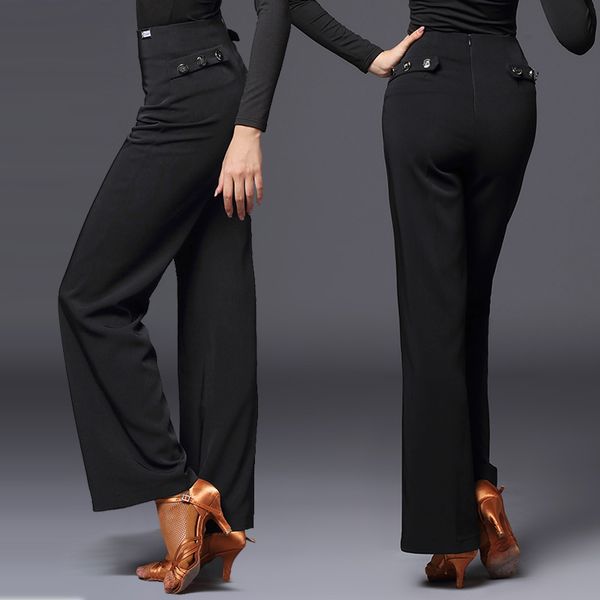 

latin dance high waist pants standard modern dance pants straight practice clothes ballroom tango long dwy2593, Black;red