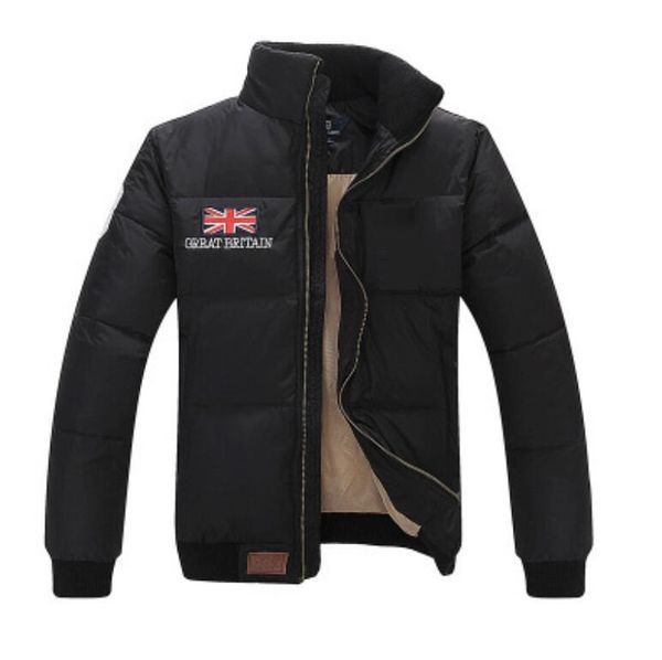 

зимний теплый белый пуховик с утиной кофтой мужской пуховик с воротником-стойкой теплый флаг известный пони пуховик, Black