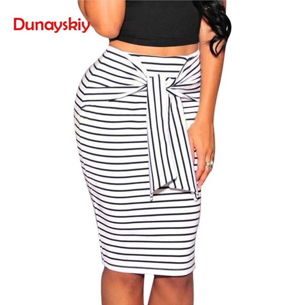 

summer slim bodycon women lady pencil skirts striped skirt female knee-length bandage skirt white black 2019 new