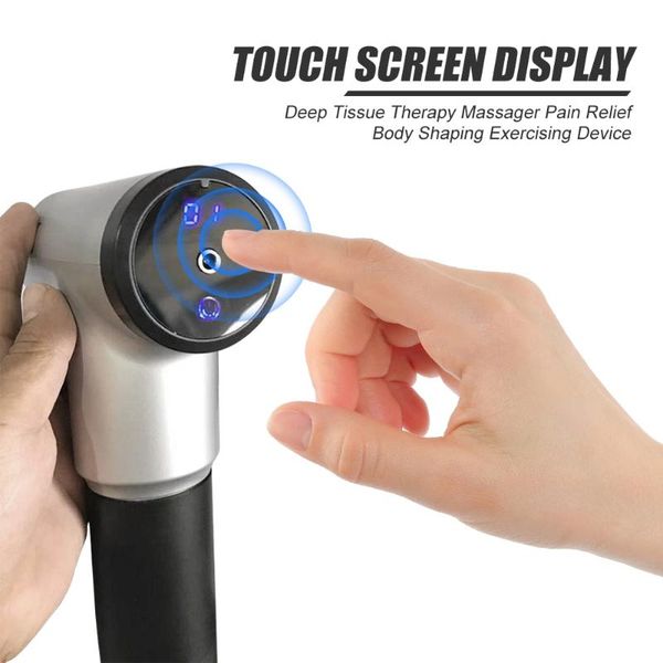 

touch screen muscle massage gun compact portability no space occupy deep tissue therapy pain relief body massager