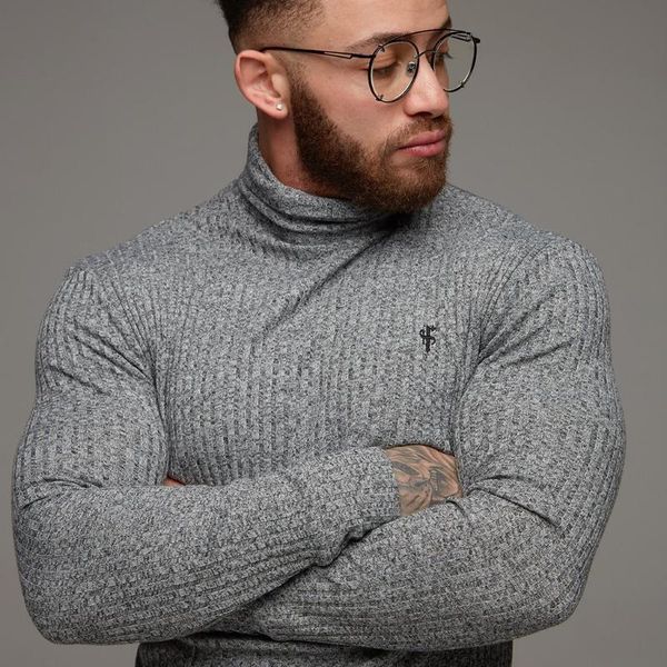 

2020 new muscle brother fashion trend с длинным рукавом открытый фитнес бег спортивные трикотажные футболки с высоким воротником, White;black