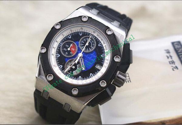 

3 style luxury mwn wristwatch 44mm 26290io.oo.a001ve.01 black leather bracelet quartz movement man watch wristwatch new, Slivery;brown