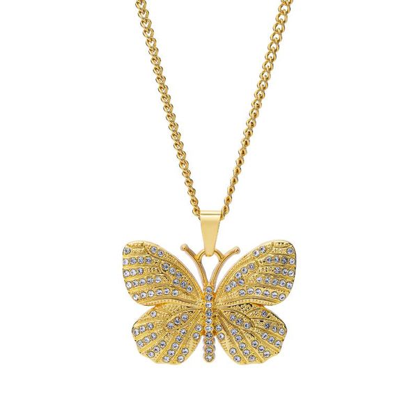 

zinc alloy butterfly chain men women hip hop necklace 2colors, Silver