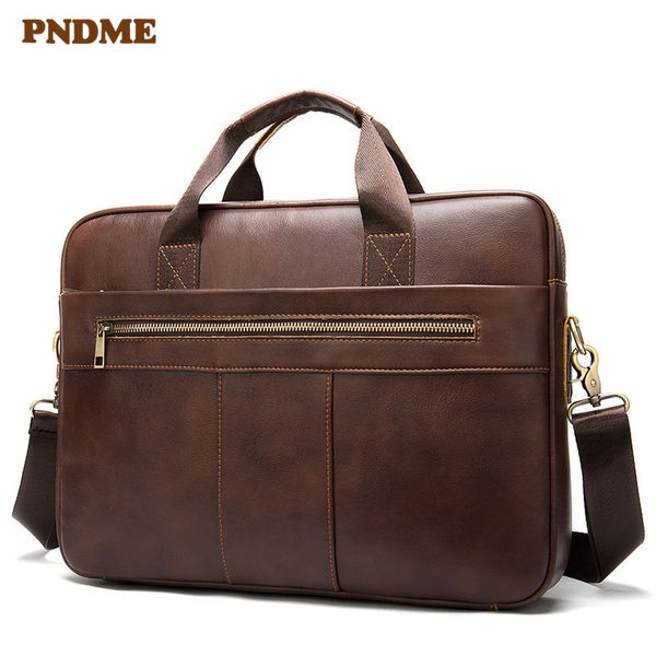 

retro natural genuine leather men's handbag briefcase business casual first layer cowhide lapsingle shoulder messenger bag