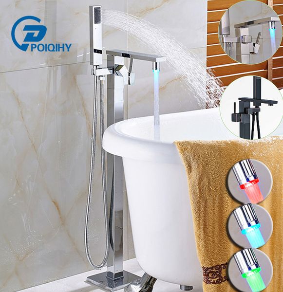 

poiqihy led floor standing bathtub faucet chrome bathroom mixer handshower shower faucet cold water mixer taps