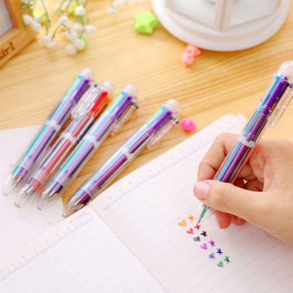 

10pc kawaii multicolor ballpoint pen multifunction ball pen with 6 colors creative stationery school chancery supplies, Blue;orange