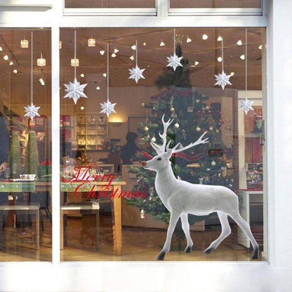 

new year window glass pvc removable wall stickers christmas deer festival decals murals christmas decorations for home supplies